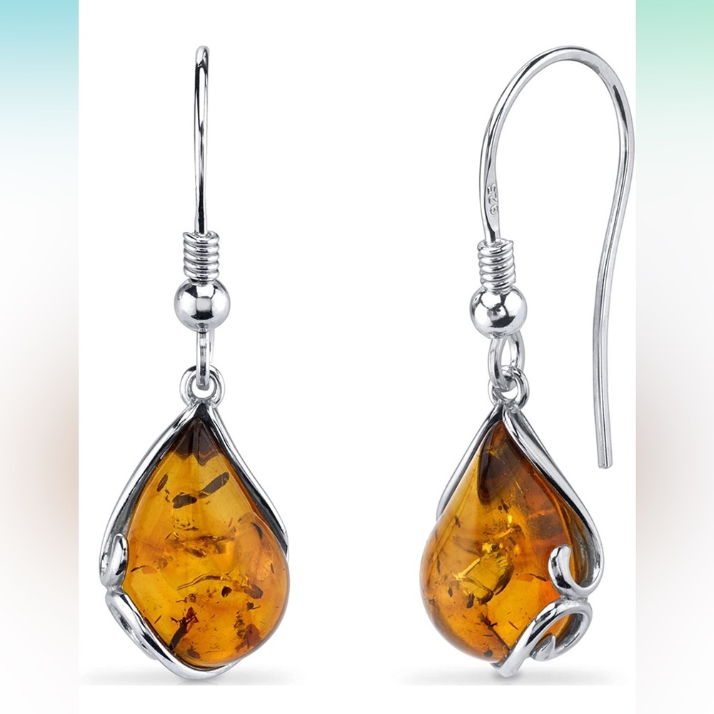 NWT Peora Baltic Amber teardrop earrings